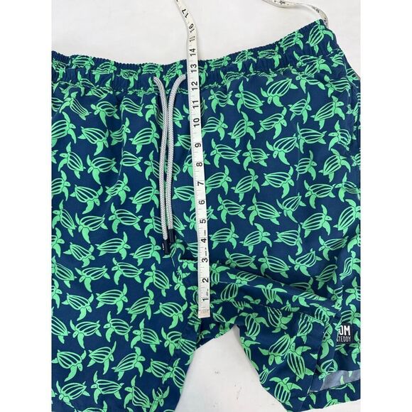 Tom & Teddy Swim Trunks Sea Turtle Print Men's Green Navy Board Shorts - Size XL - Picture 6 of 7